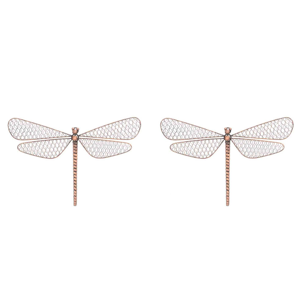 2PK Large Steel/Bronze Wire Dragonfly Outdoor Decor 39x27cm Assorted