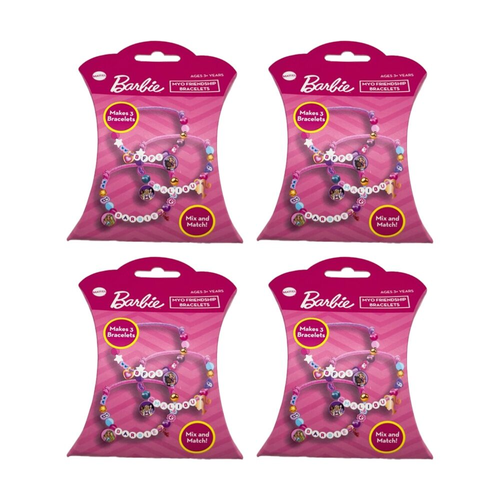 4PK 3pc Barbie Make Your Own Friendship Bracelets Kids Jewelery Craft Set 3y+