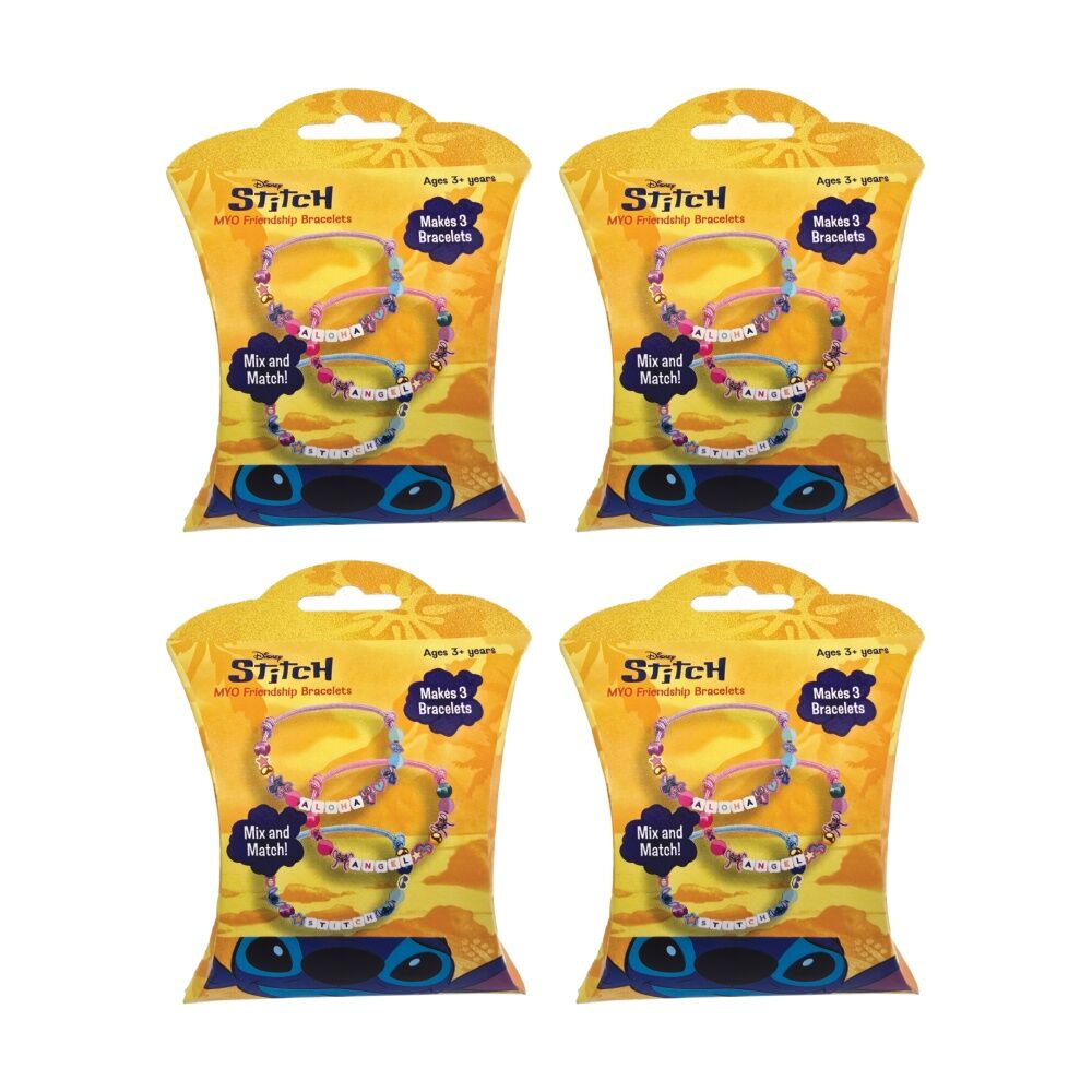 4PK 3pc Disney Stitch Make Your Own Friendship Bracelets Kids Craft Set 3y+