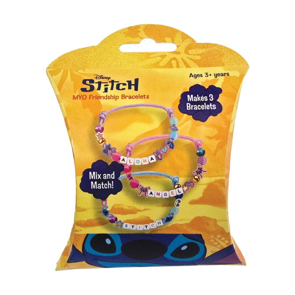 4PK 3pc Disney Stitch Make Your Own Friendship Bracelets Kids Craft Set 3y+