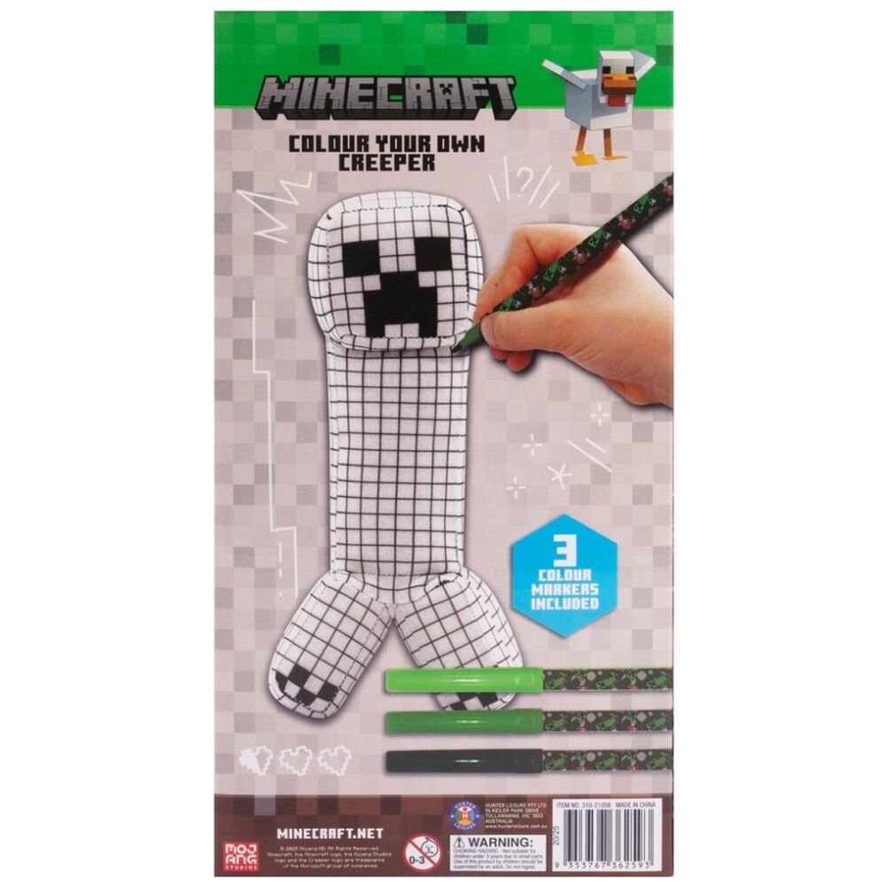 4PK Minecraft Colour Your Own Plush Axolotl w/5 Markers Kids Colouring Kit 3y+