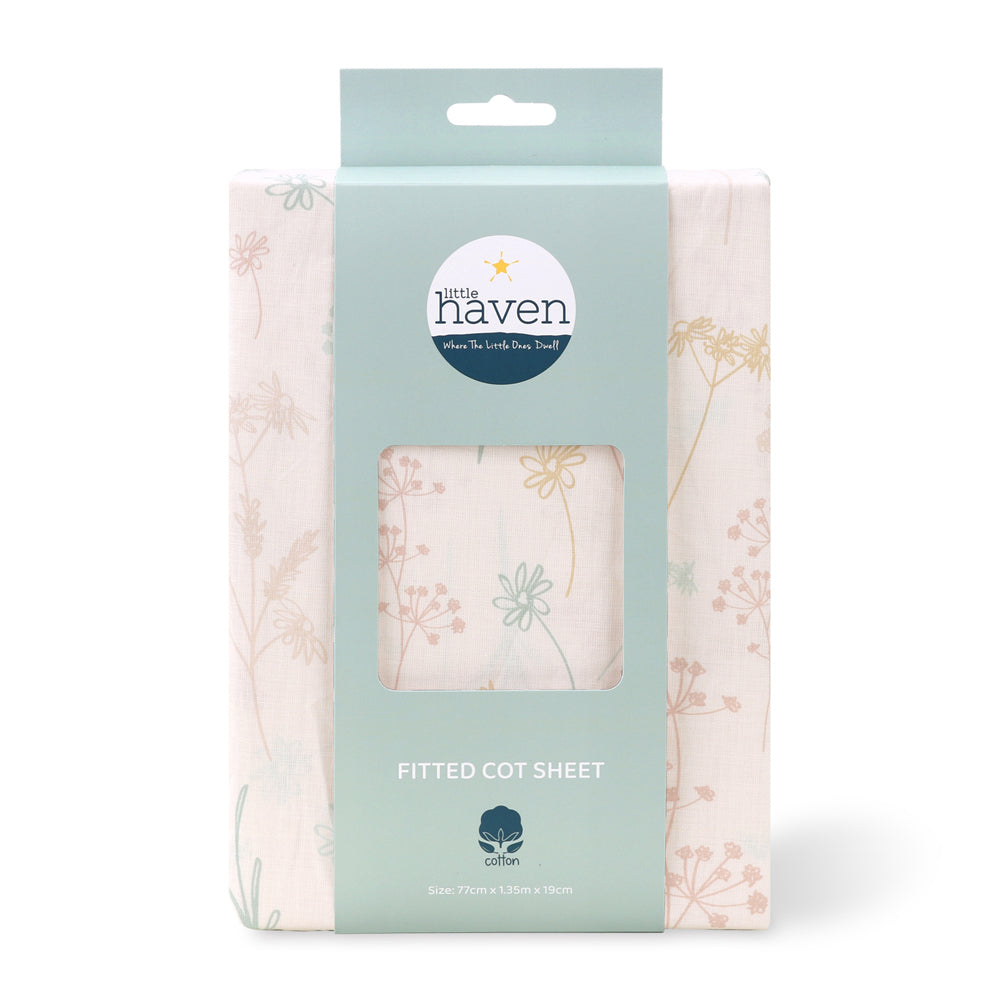 2PK Little Haven Cot Fitted Wild Flower Baby Bedding Sheet 135cm