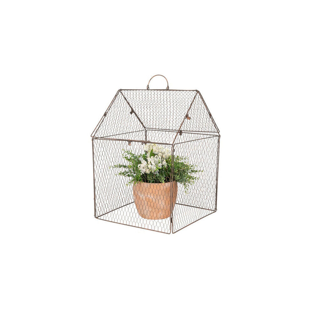 Cloche Wire House Outdoor Decoration 40x55cm Rust Copper