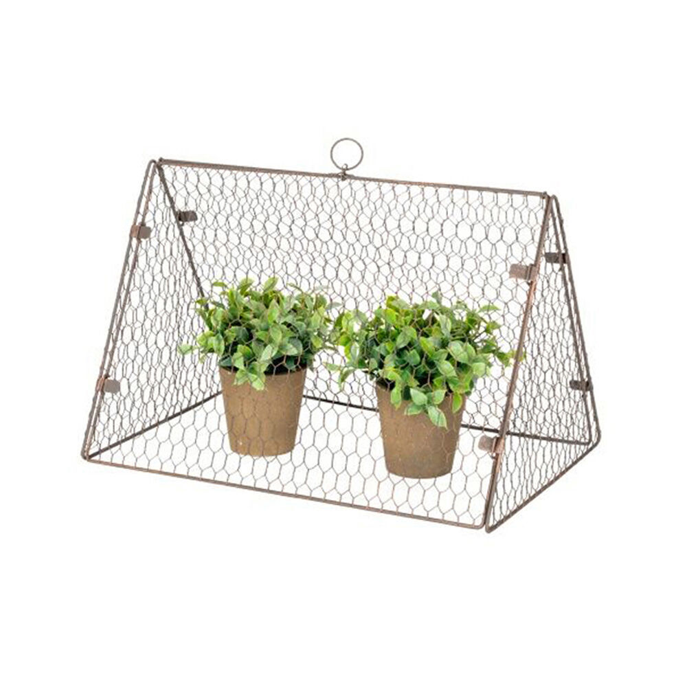 2PK Cloche Triangle Wire Outdoor Decoration 46x30cm Rust Copper