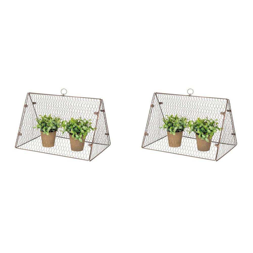 2PK Cloche Triangle Wire Outdoor Decoration 46x30cm Rust Copper