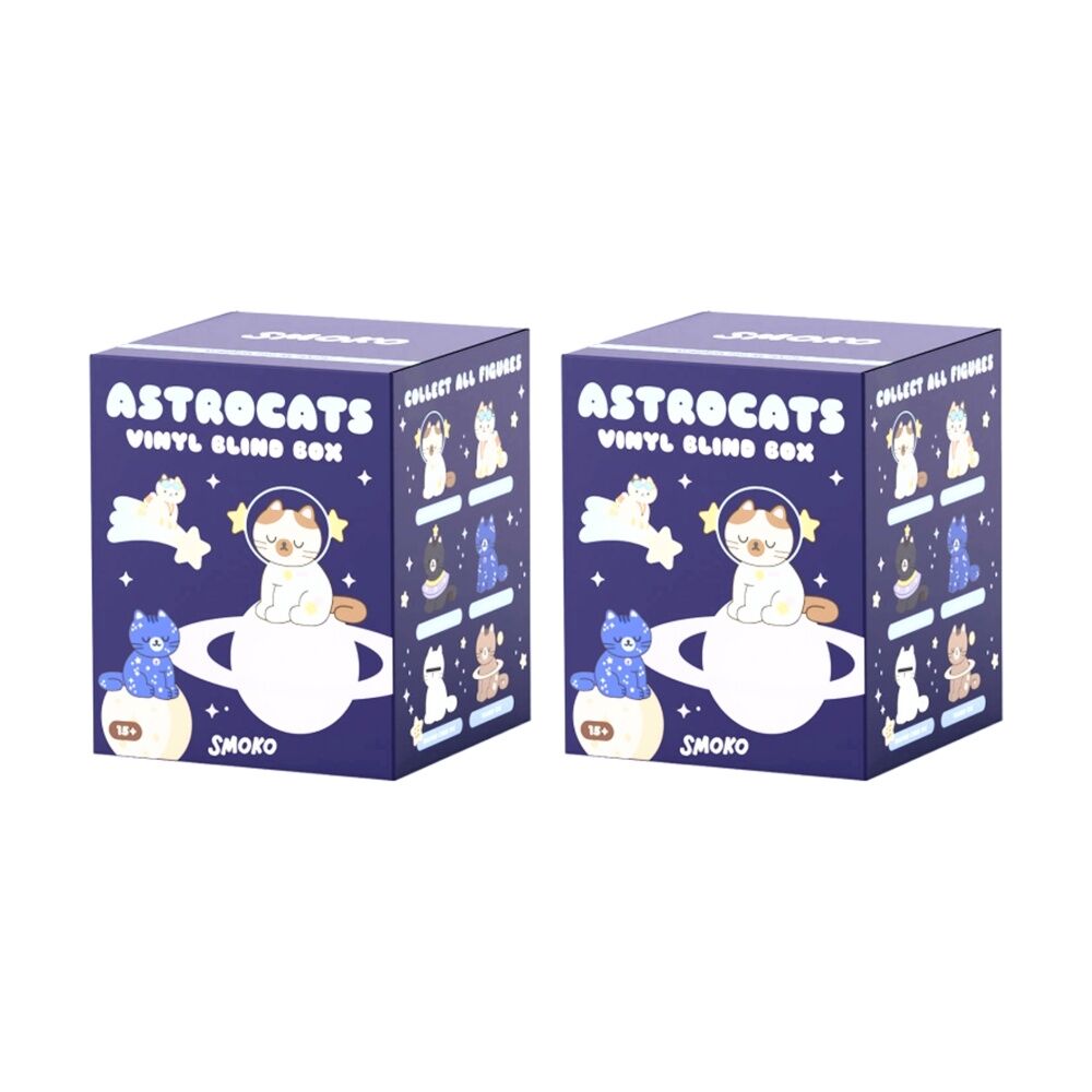 2PK Smoko Astro Cats Blind Box Toy Collectable Figurine 15Y+ Assorted