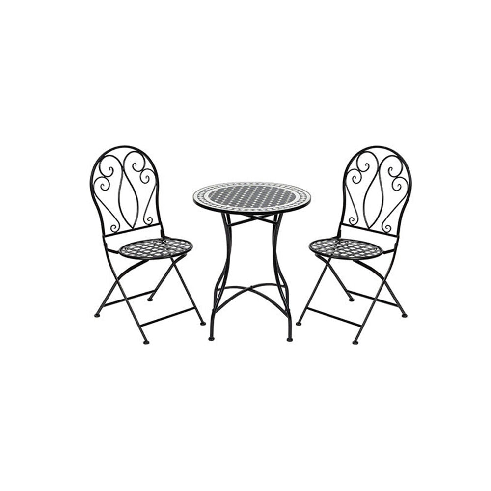Coated Steel Chair With Lattice Seat Outdoor Furniture 93x50cm Black