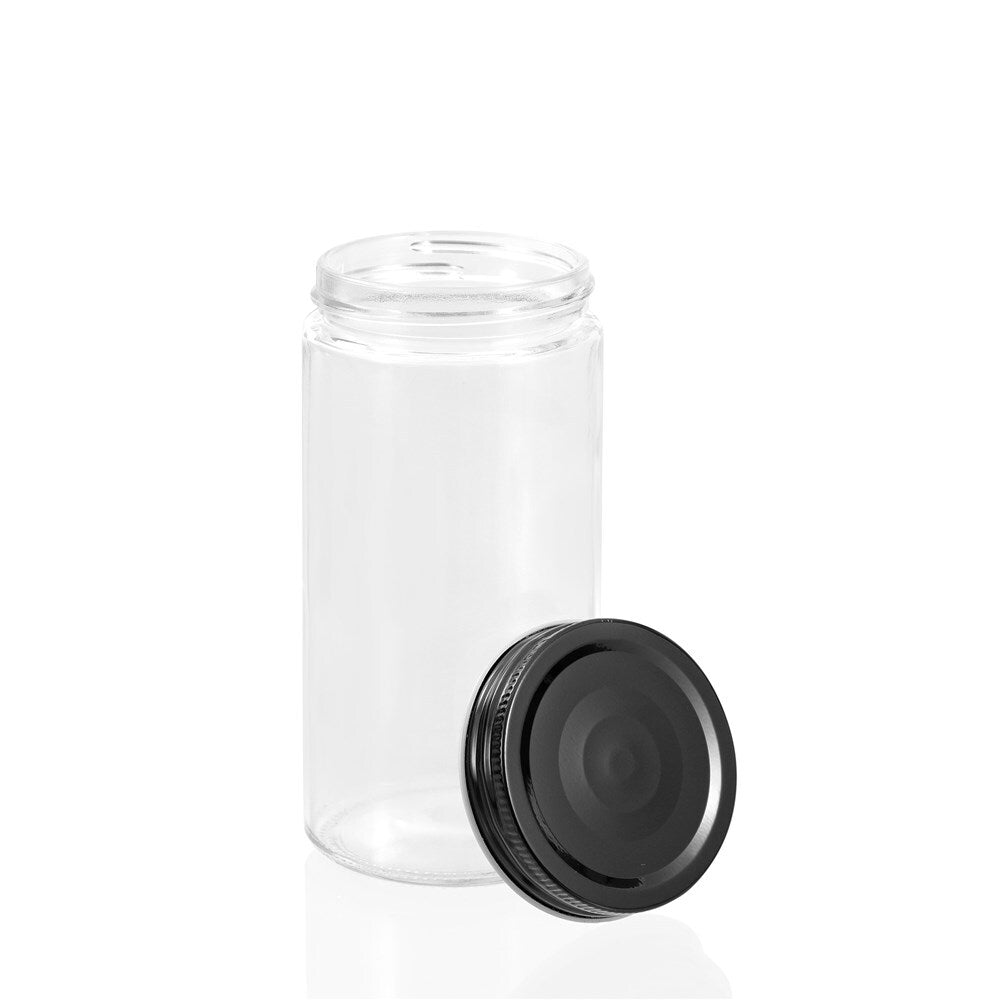 2PK 6PK Lemon & Lime 500ml Preserve Jar Capri Glass w/ Black Lid
