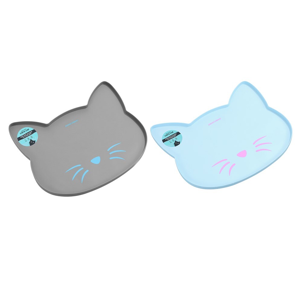 4PK 2Pc Paws & Claws 45.5cm Silicone Cat Feeding Mat Asstd