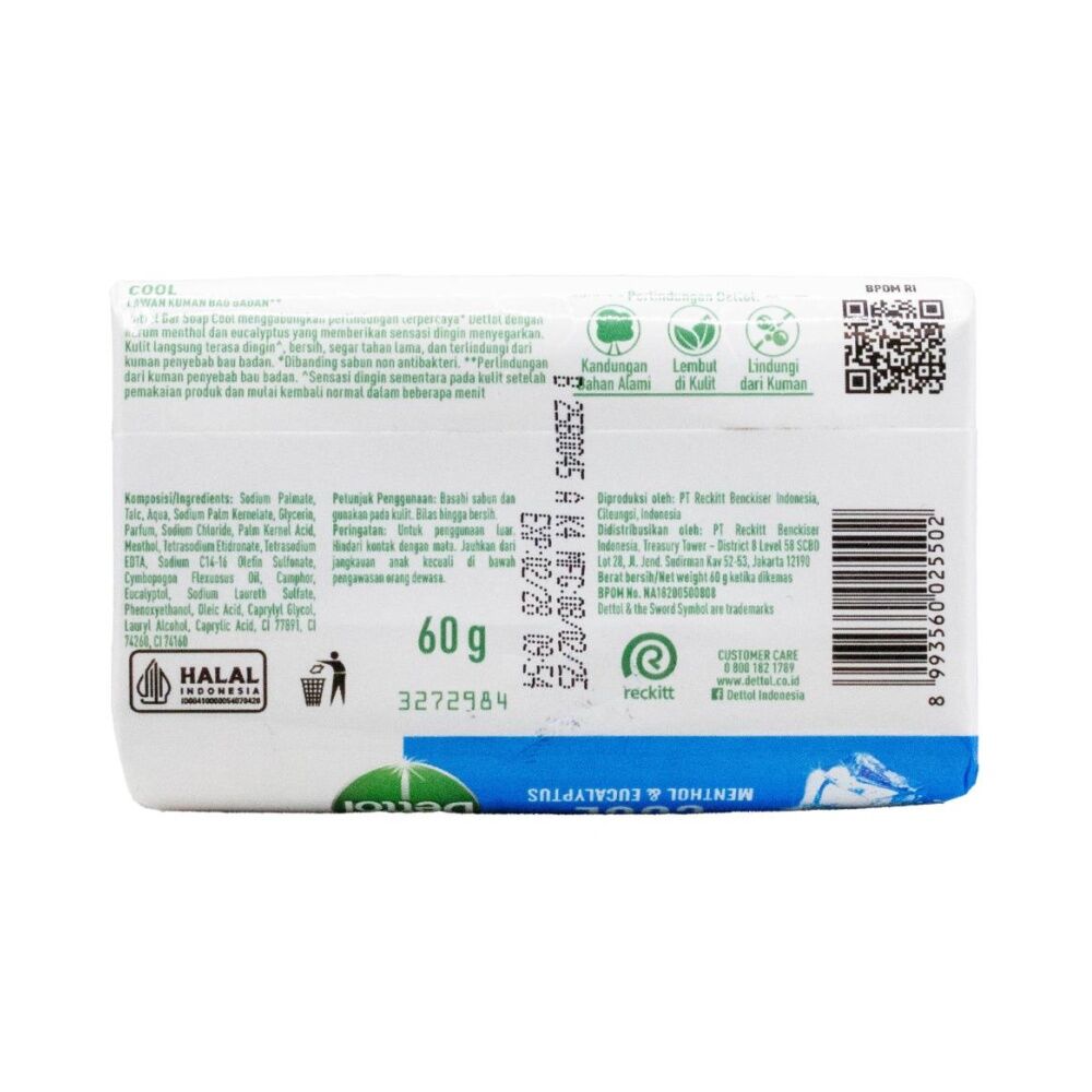 24PK Dettol Soap Bar Antibacterial Cool Effect Menthol Eucalyptus Fragrance 60g