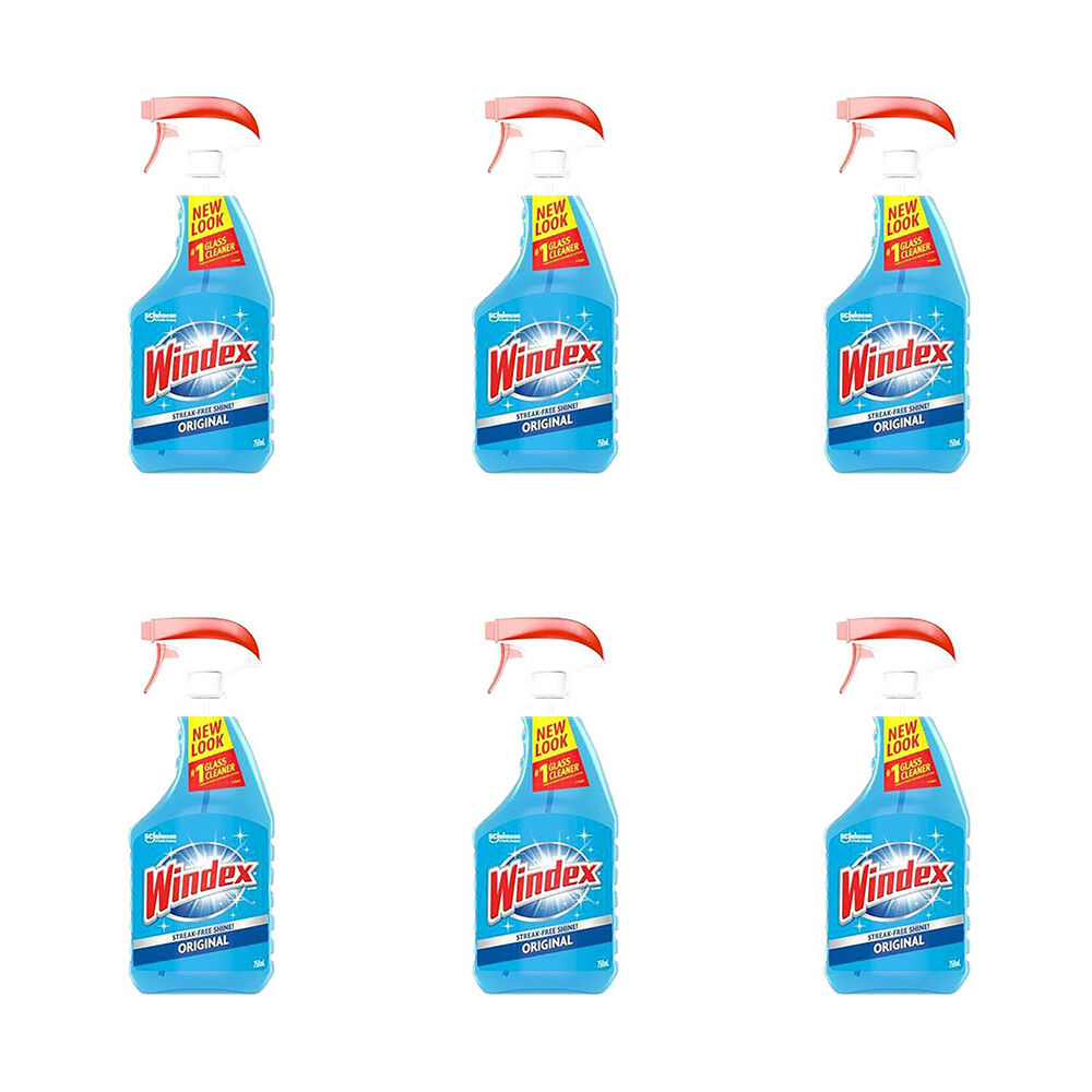 6PK Windex Glass Cleaner Liquid Streak-Free Window Surface 750ml