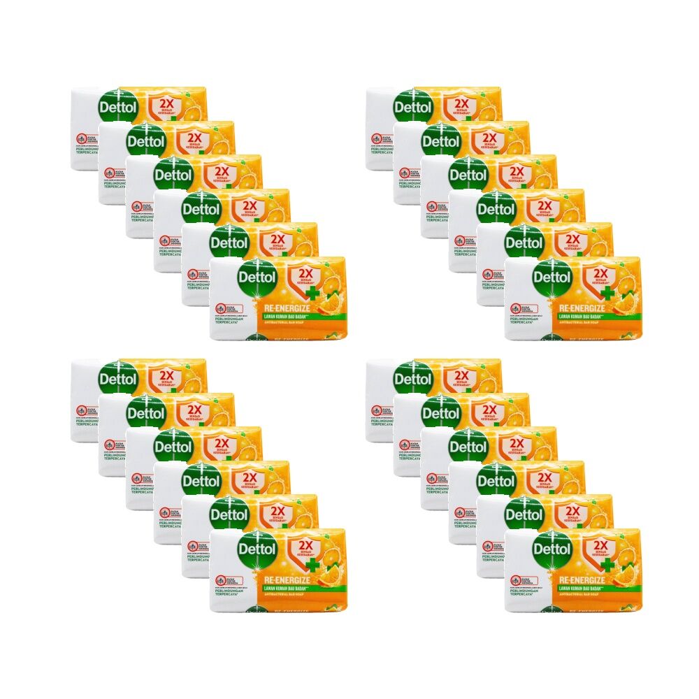 24PK Dettol Soap Bar Antibacterial Re-Energize Mandarin Orange Fragrance 60g