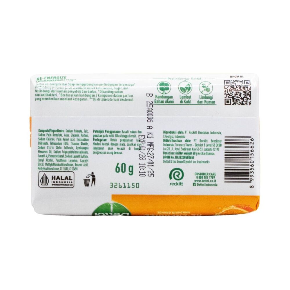 24PK Dettol Soap Bar Antibacterial Re-Energize Mandarin Orange Fragrance 60g