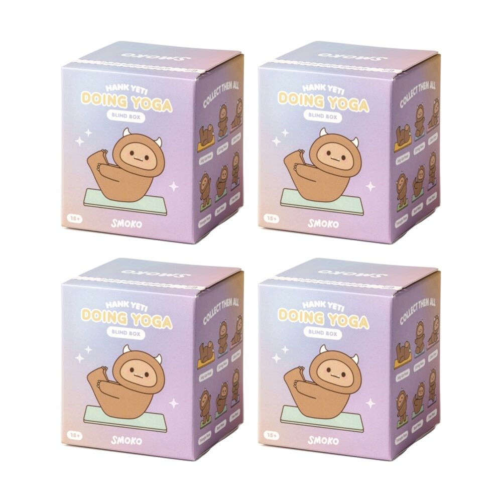 4PK Smoko Hank Yeti Doing Yoga Blind Box Toy Collectable Figurine 15Y+ Assorted