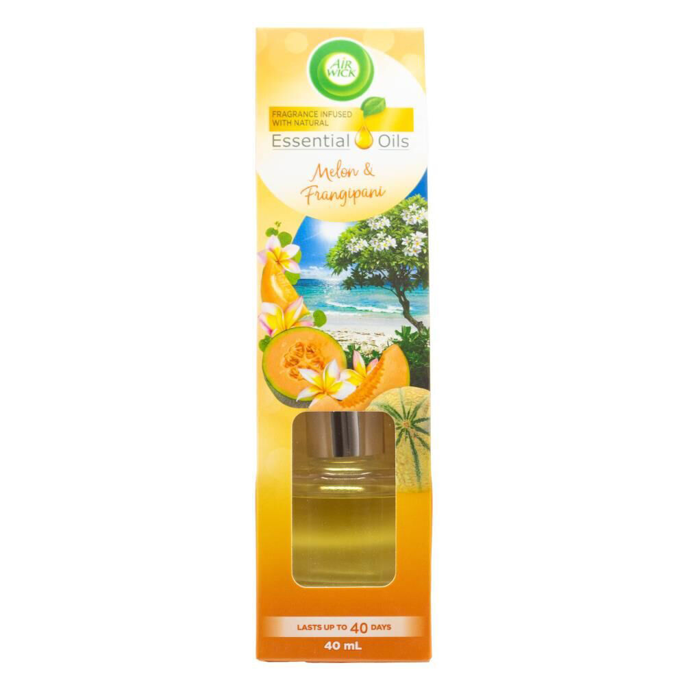 6PK Air Wick Essential Oils 40ml Reed Diffuser Melon & Frangipani Fragrance