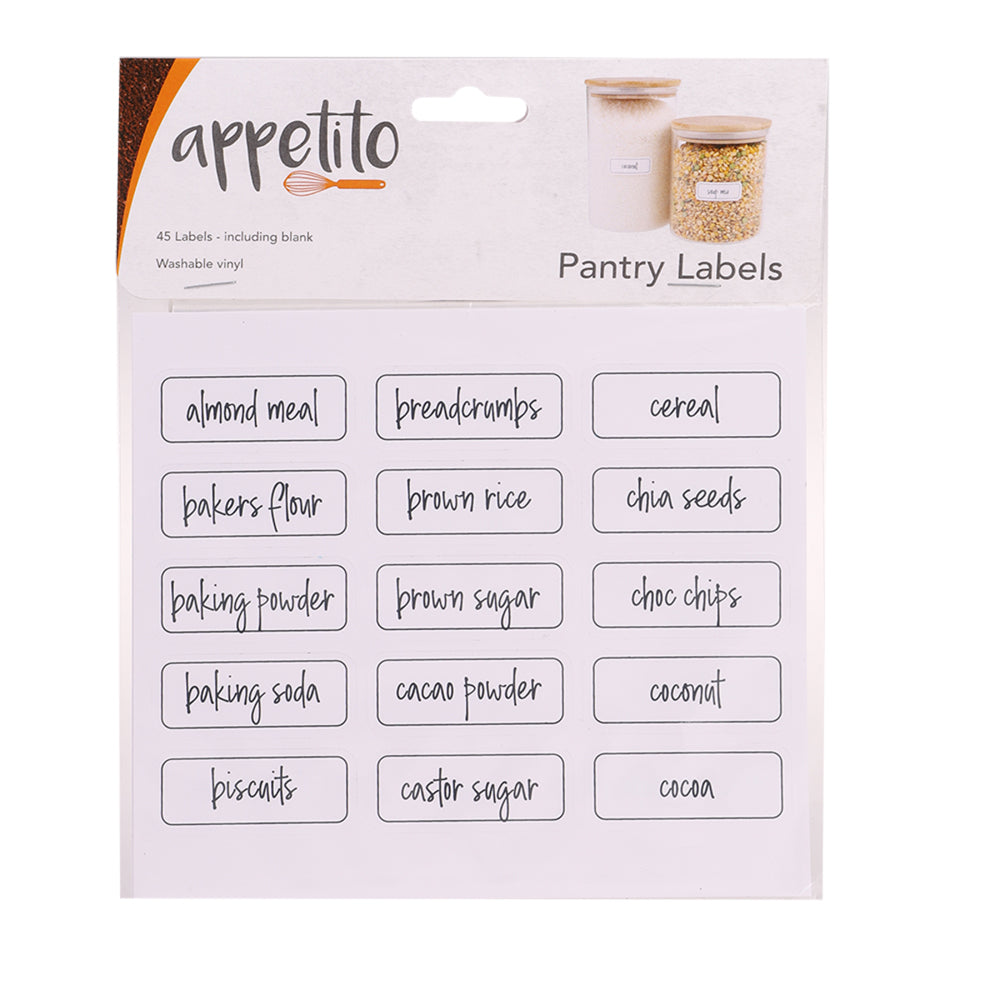 8x 45pc Appetito Vinyl Pantry Labels Home Kitchen Accessory