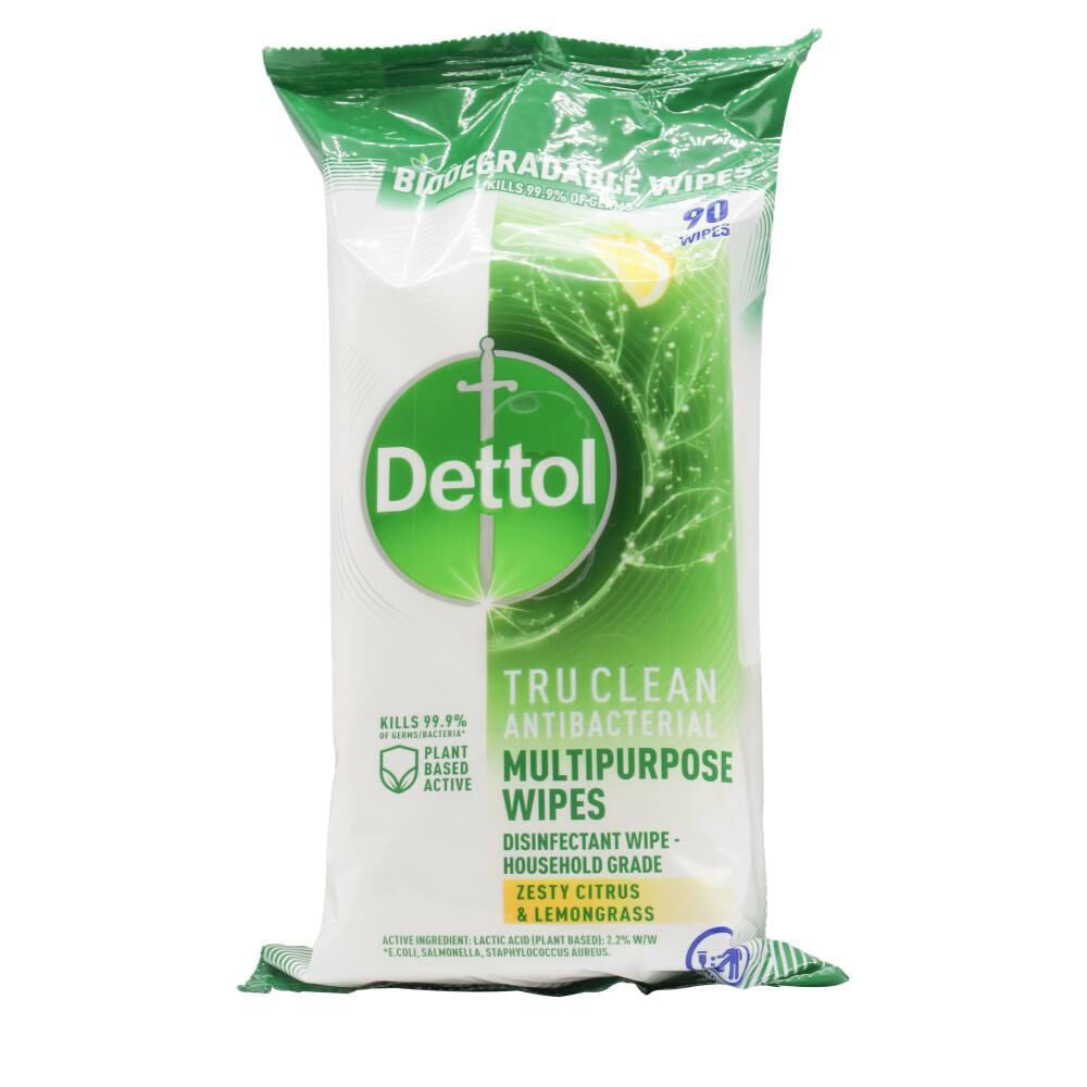 6x 90pc Dettol Multipurpose Antibacterial Wipes Zesty Citrus & Lemongrass