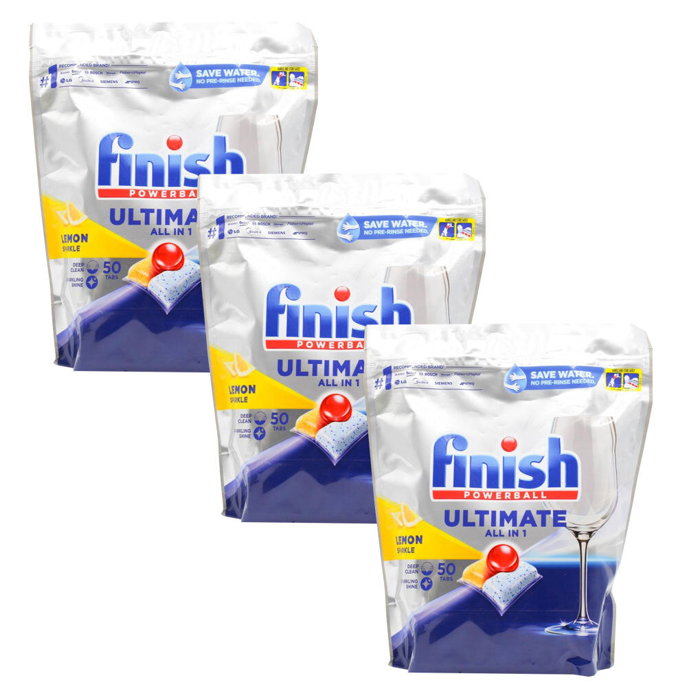 3x 50pc Finish All In 1 Dishwashing Tablets Lemon Sparkle
