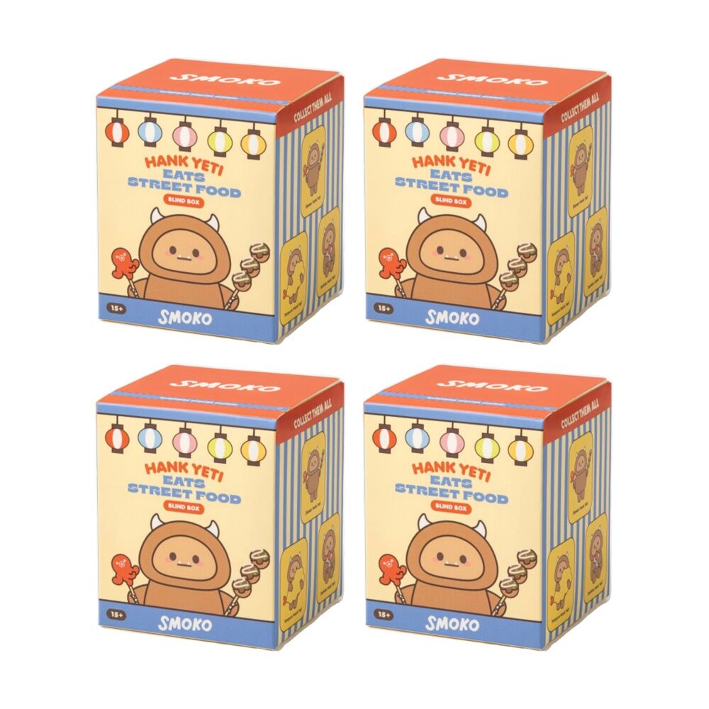4PK Smoko Hank Yeti Eating Street Food Toy Collectable Figurine 15Y+ Assorted