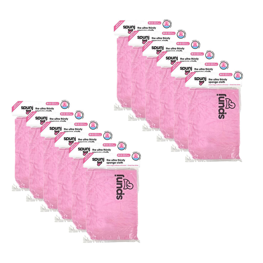 12PK Spunj Cloth Pink Clipstrip Multipurpose Durable Cleaning Dishcloth