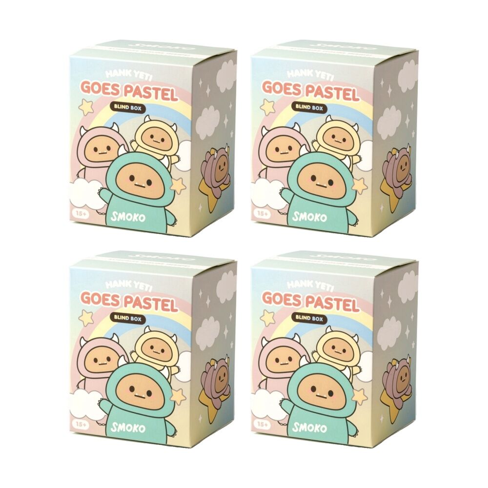 4PK Smoko Pastel Hank Yeti Blind Box Bag Charm Toy Collectable 15Y+ Assorted