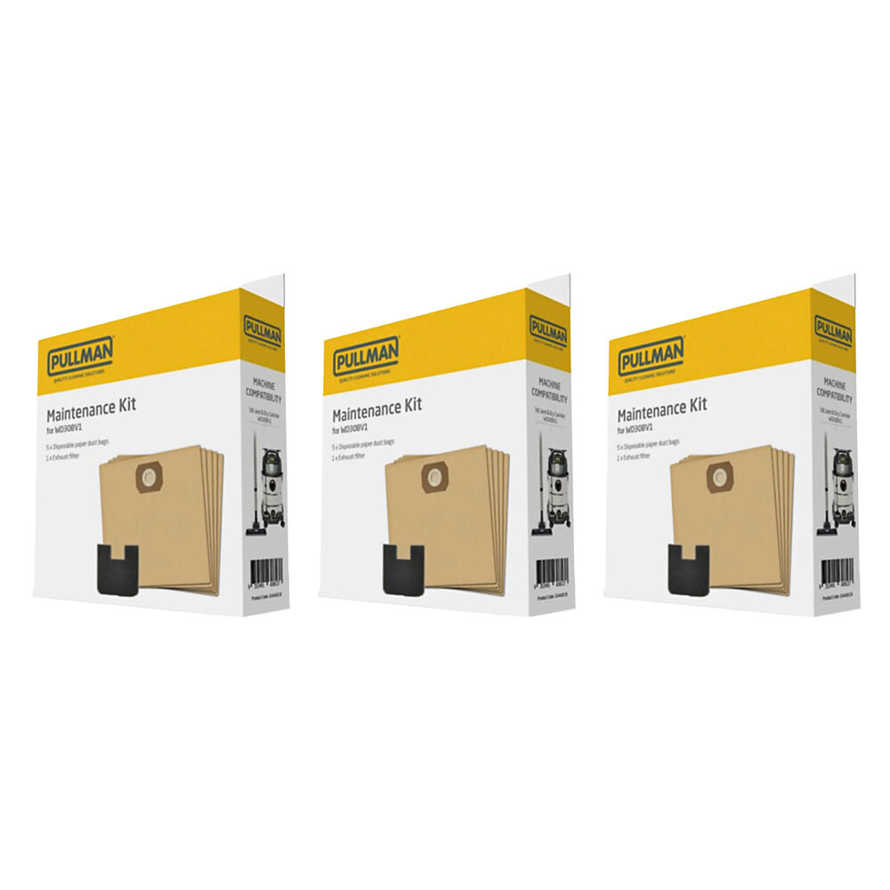 3PK Pullman 30L 32mm Wet & Dry Maintenance Kit with Dust Bags and Filter