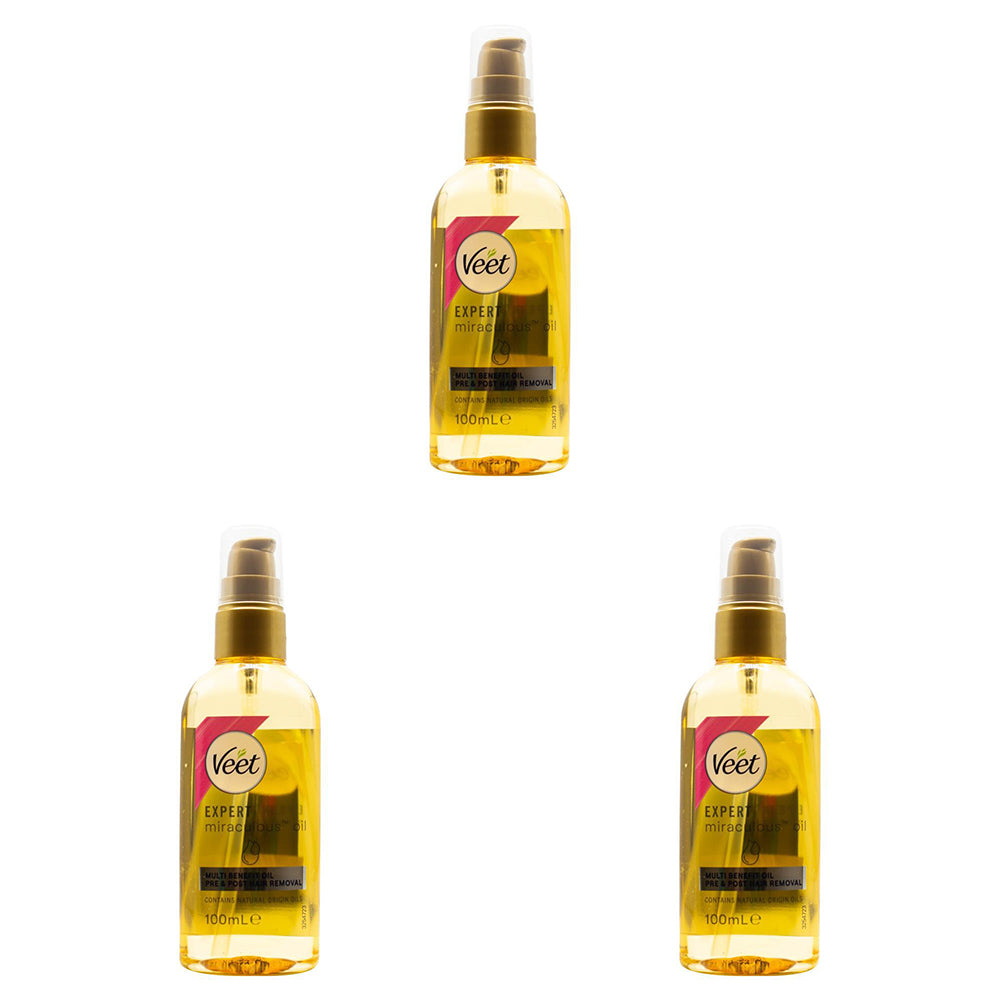 3PK Veet 100ml Expert Miraculous Oil Pre & Post Hair Removal Treatment