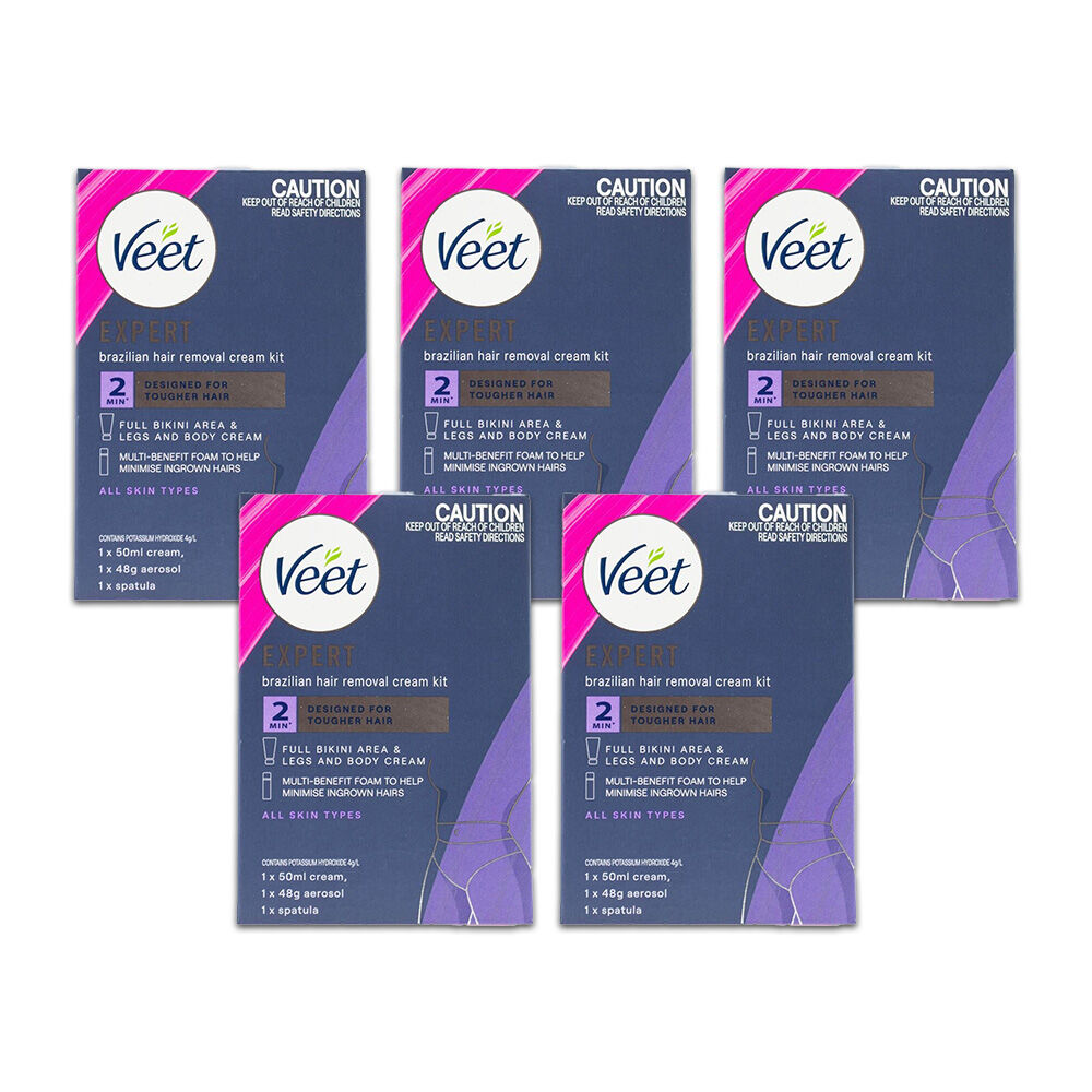 15pc Veet Expert Brazilian Hair Removal Kit Cream 50ml/Aerosol 48g/Spatula