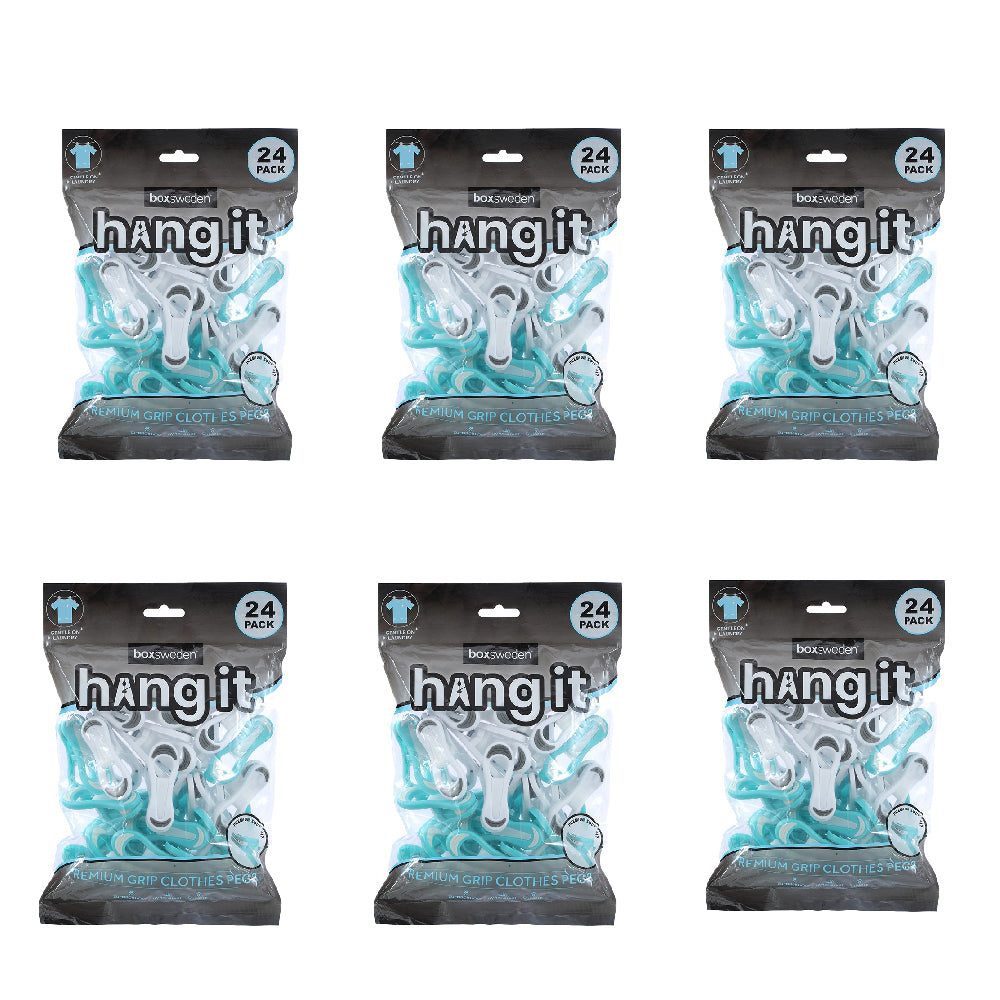 6x 24PK Boxsweden Hangit Premium Grip Clothes Laundry Pegs