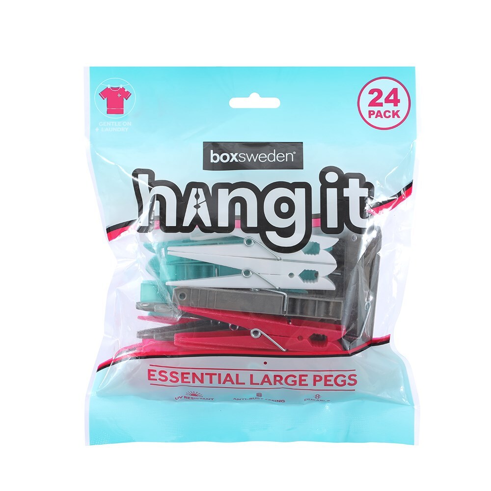 6x 24PK Boxsweden Hangit Essential Clothes Pegs Large