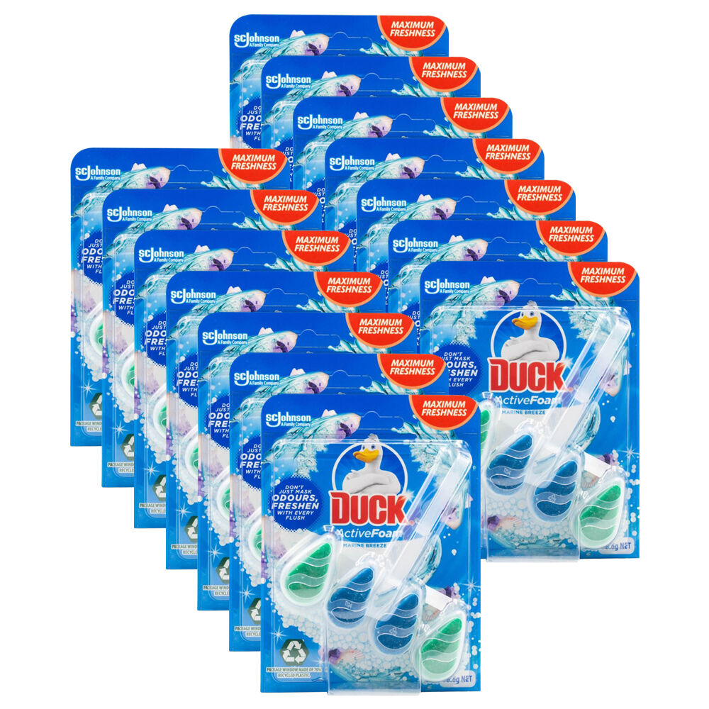 14PK Duck 38.6g Toilet Cage Active Foam Bathroom Freshener Marine Breeze