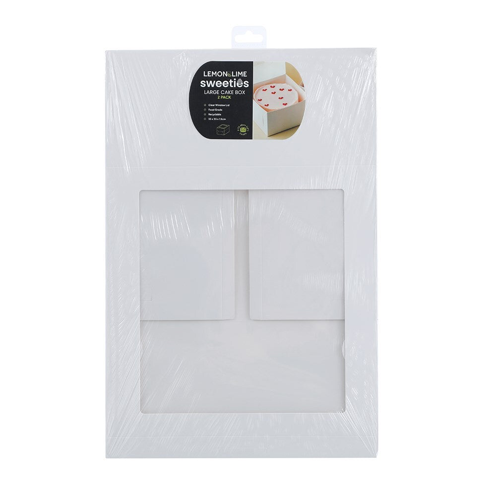 6x 3PK Lemon & Lime Sweeties 35x15cm Large Cake Box - White