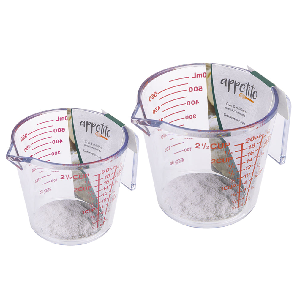 2PK Appetito 2 1/2 Cup Plastic Measure Jug Home Kitchen Cooking Clear