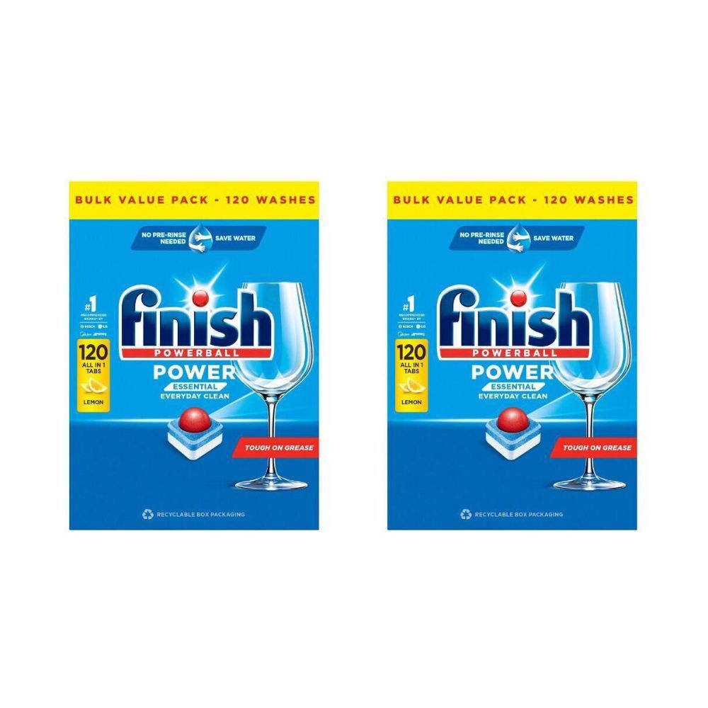 2x 120pc Finish Power Essential Dishwashing Tablets Lemon Sparkle Dish Cleaner