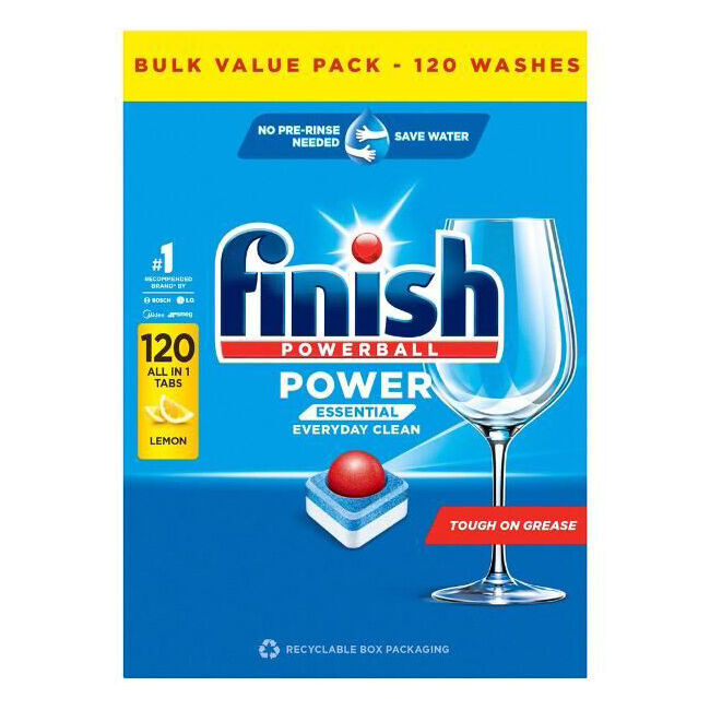 2x 120pc Finish Power Essential Dishwashing Tablets Lemon Sparkle Dish Cleaner