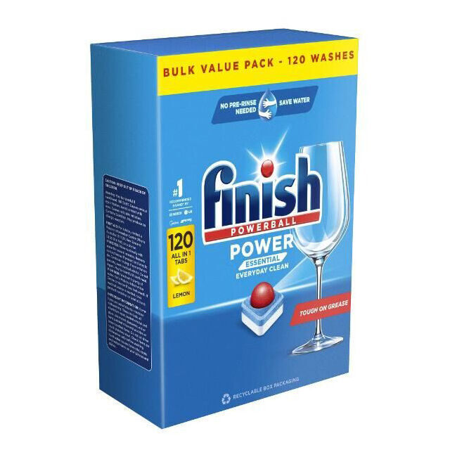 4x 120pc Finish Power Essential Dishwashing Tablets Lemon Sparkle Dish Cleaner