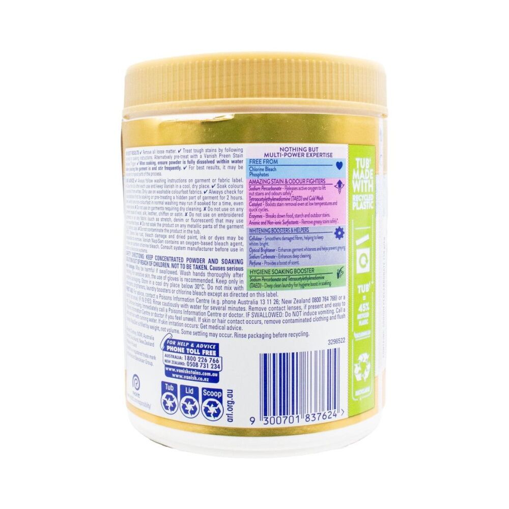 3PK Vanish Napisan Oxi Action Gold Pro Stain Remover Powder Crystal White 1kg