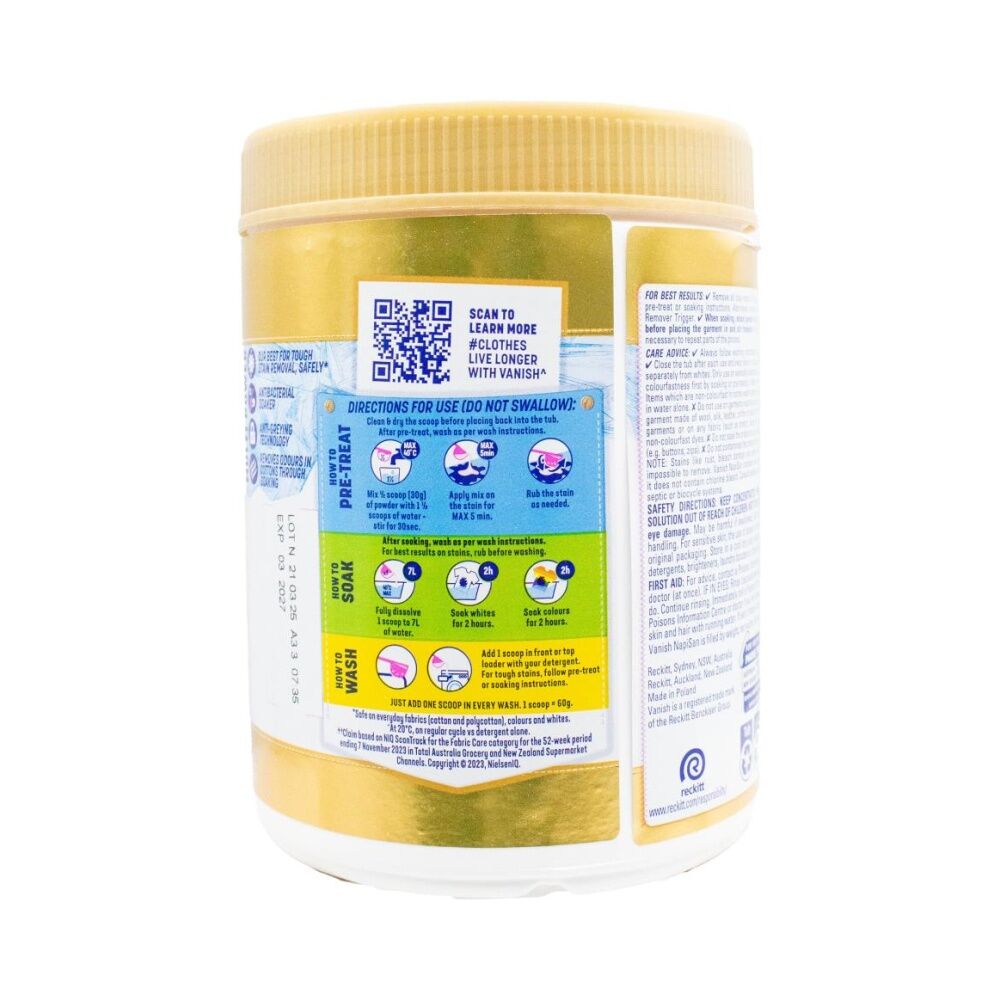 6PK Vanish Napisan Oxi Action Gold Pro Stain Remover Powder Crystal White 1kg