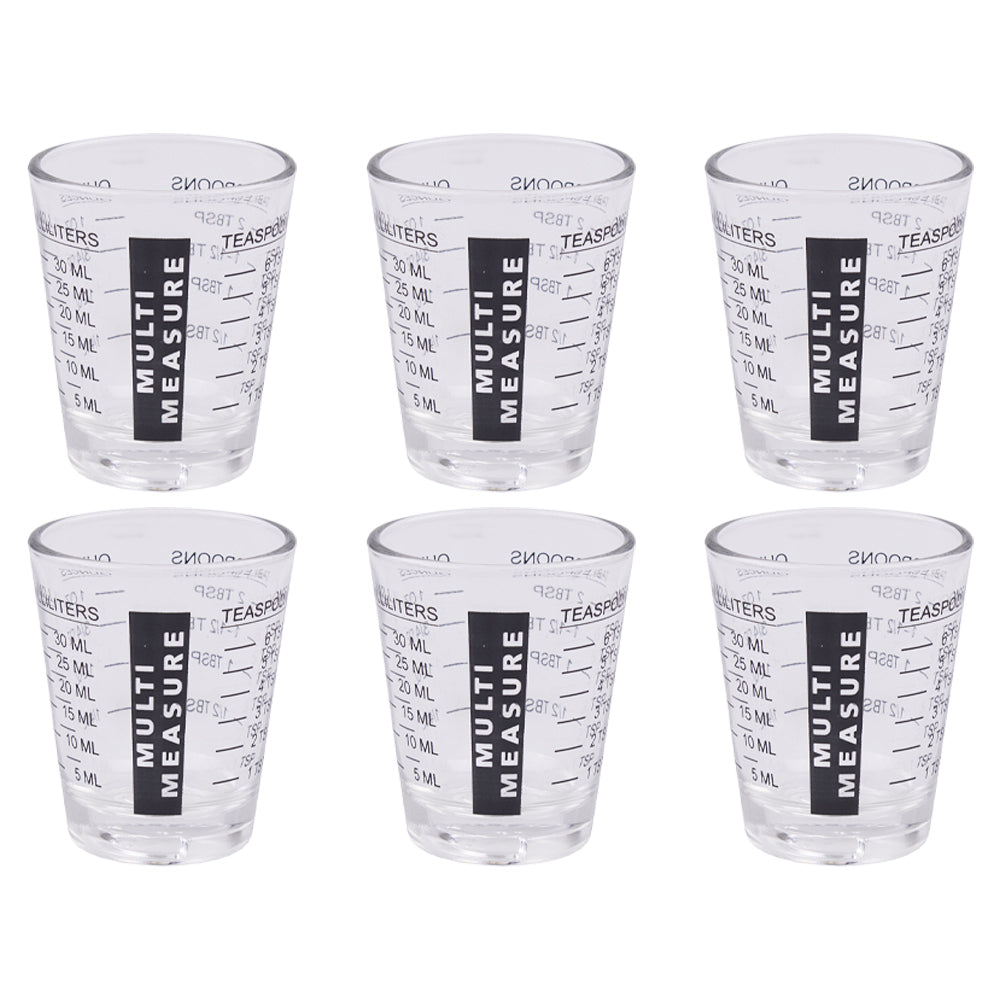 6PK Appetito Multipurpose Measure Glass 30ml Home Kitchen Cooking