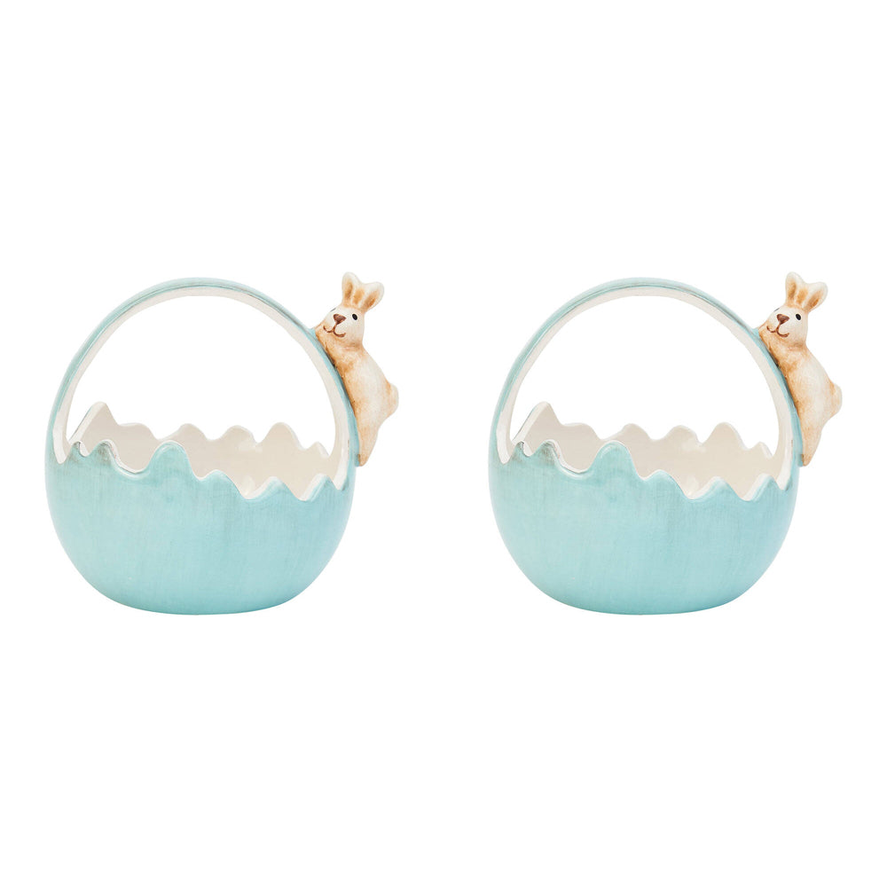 2PK Annabel Trends Ceramic Bunny Basket Small 8.5cm Blue