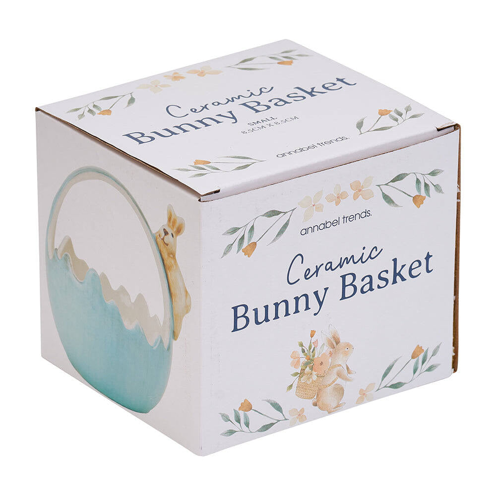 2PK Annabel Trends Ceramic Bunny Basket Small 8.5cm Blue