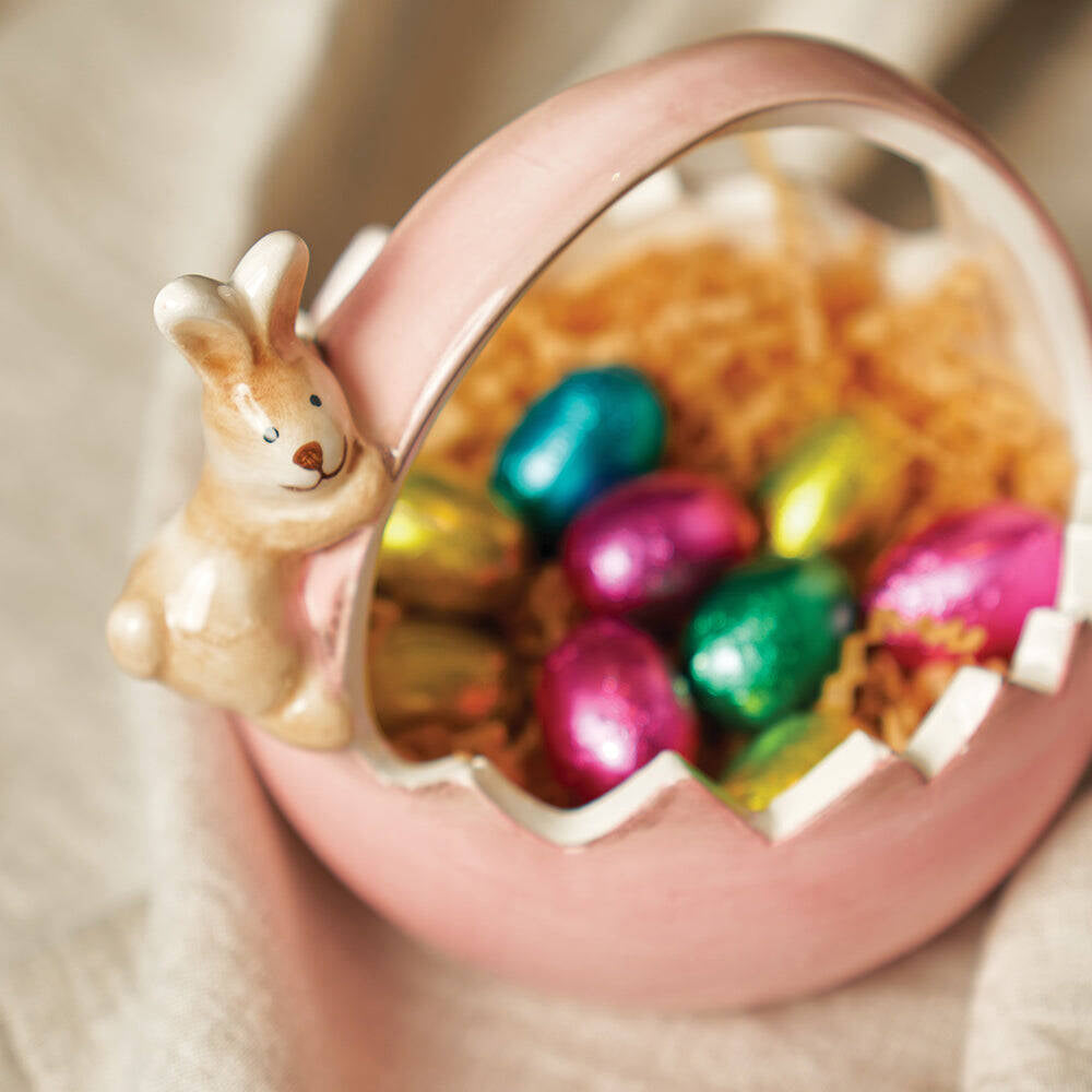 2PK Annabel Trends Ceramic Bunny Basket Large 11.5cm Pink