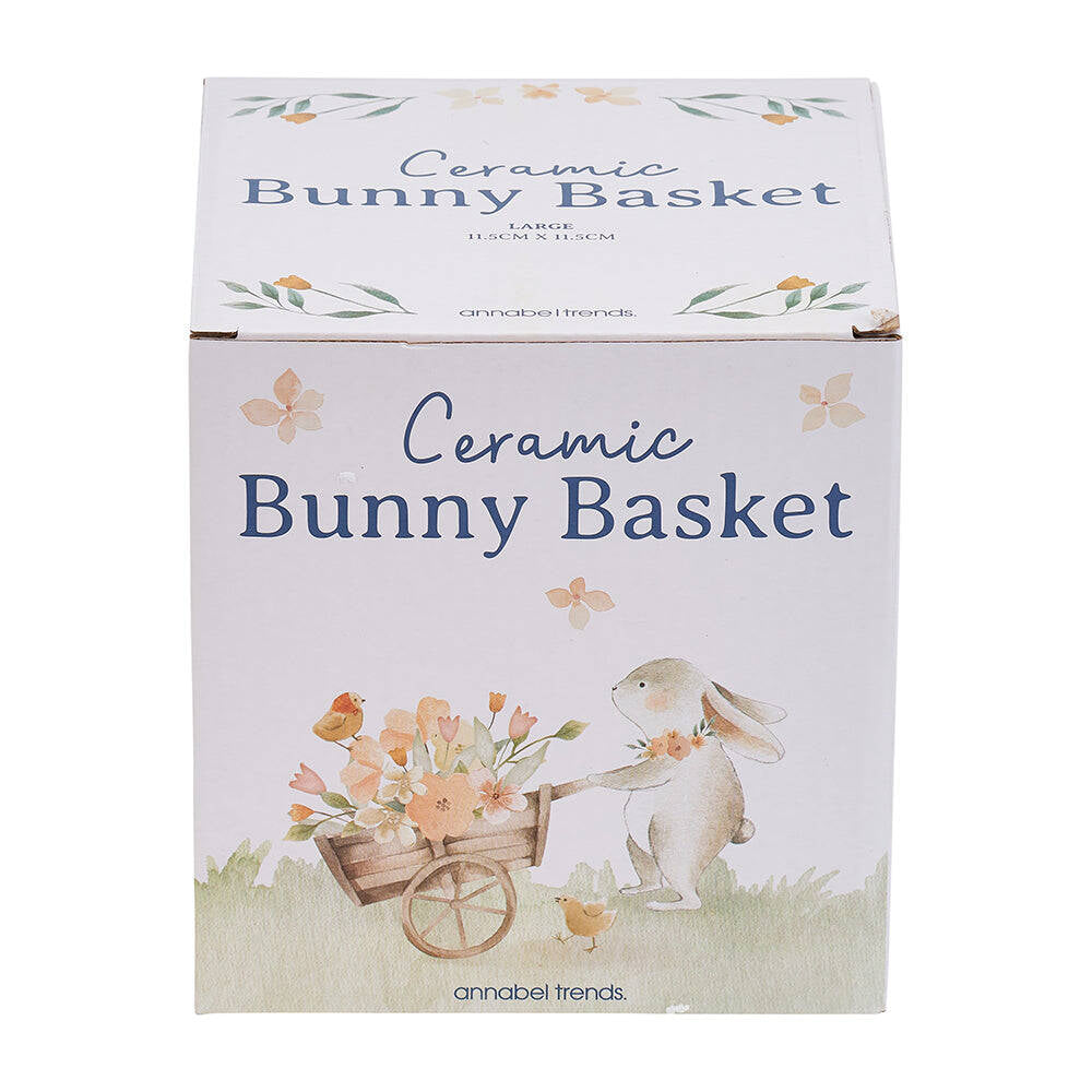 2PK Annabel Trends Ceramic Bunny Basket Large 11.5cm Pink