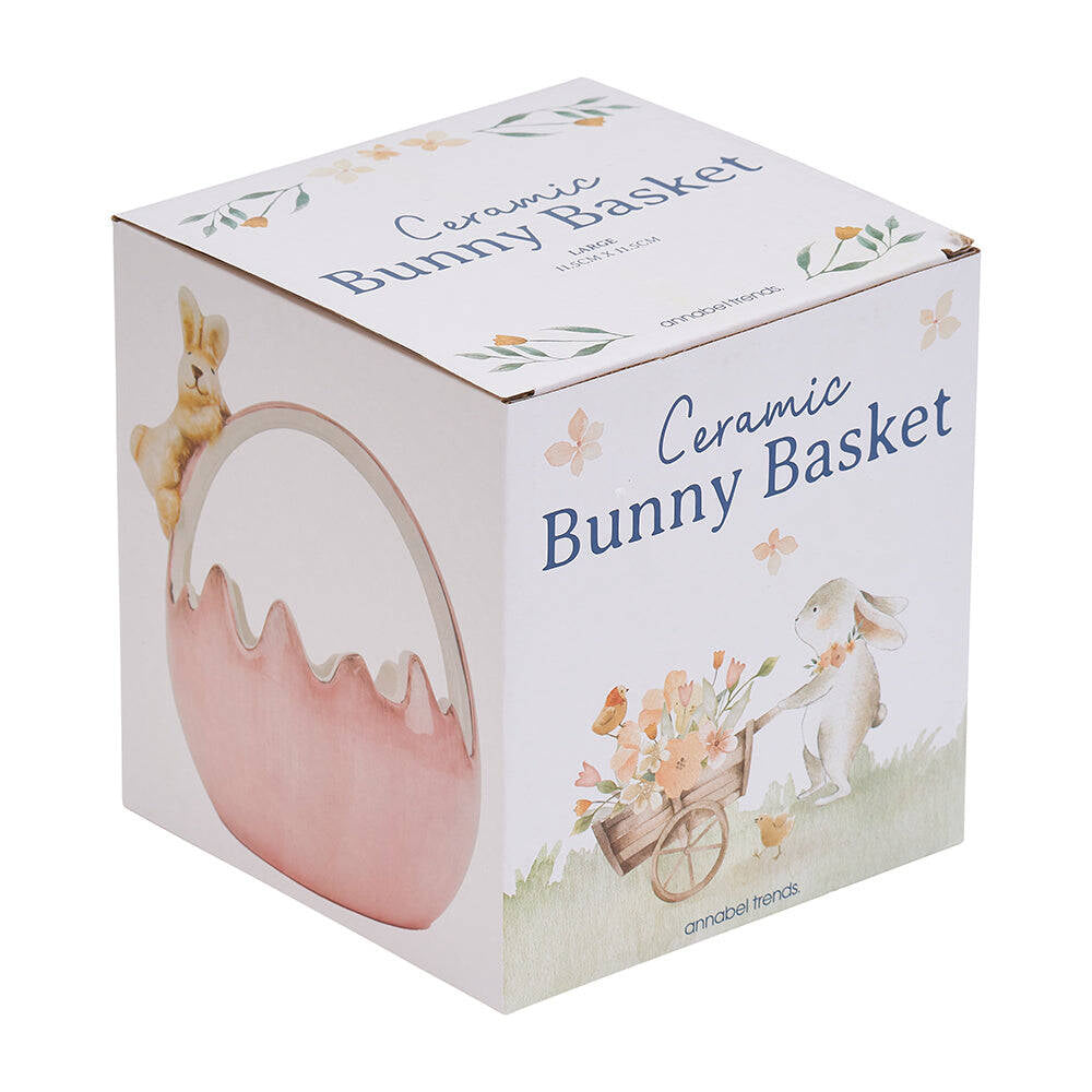 2PK Annabel Trends Ceramic Bunny Basket Large 11.5cm Pink