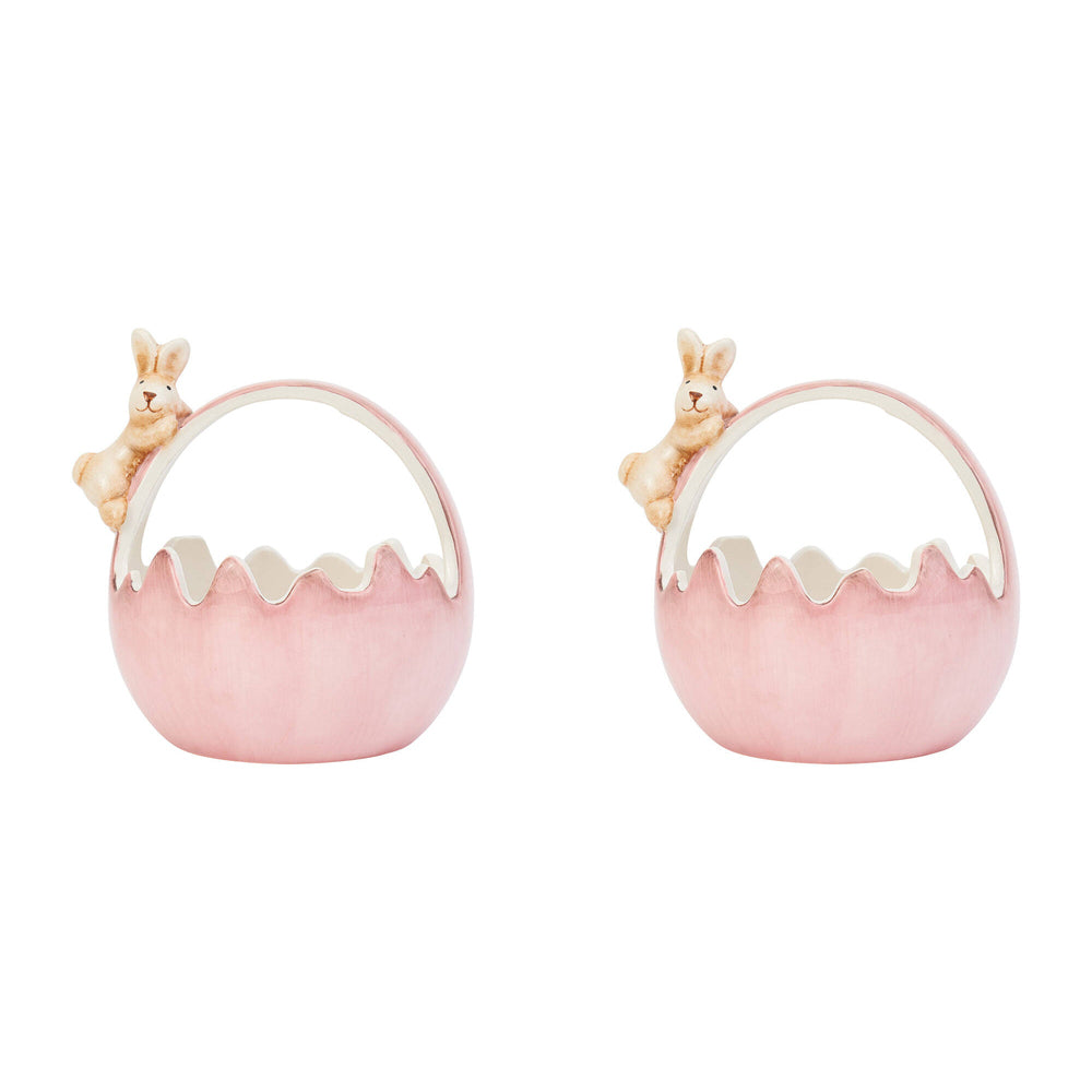 2PK Annabel Trends Ceramic Bunny Basket Large 11.5cm Pink