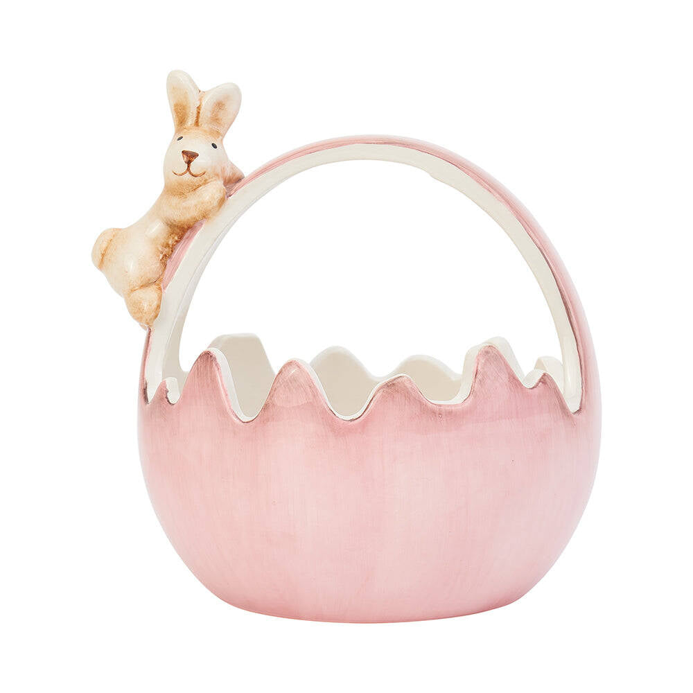 2PK Annabel Trends Ceramic Bunny Basket Large 11.5cm Pink