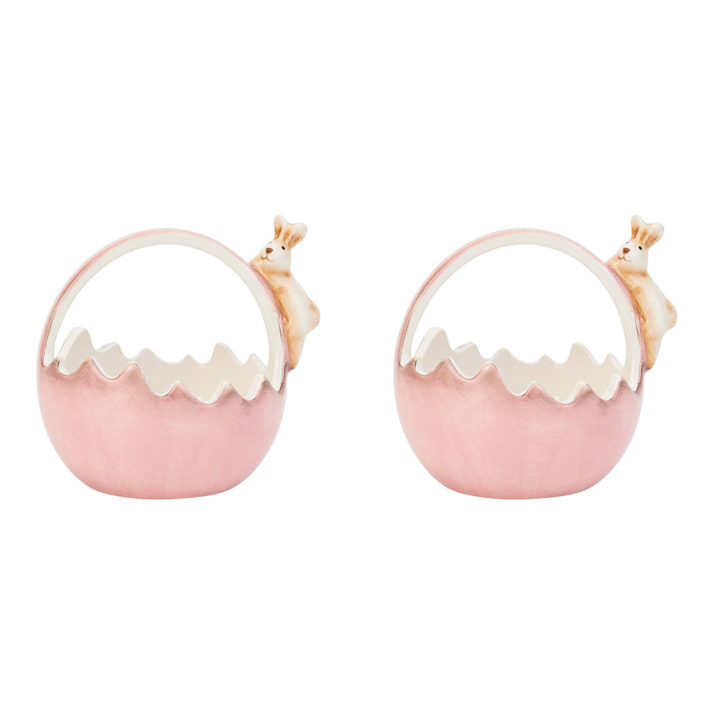 2PK Annabel Trends Ceramic Bunny Basket Small 8.5cm Pink