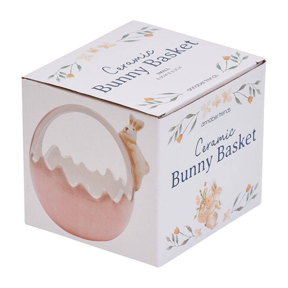2PK Annabel Trends Ceramic Bunny Basket Small 8.5cm Pink