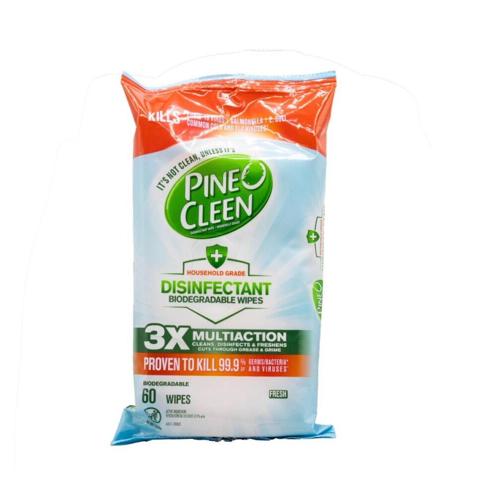 6PK Pine O Cleen Household Grade Biodegradable Disinfectant Wipes 60 Fresh Scent