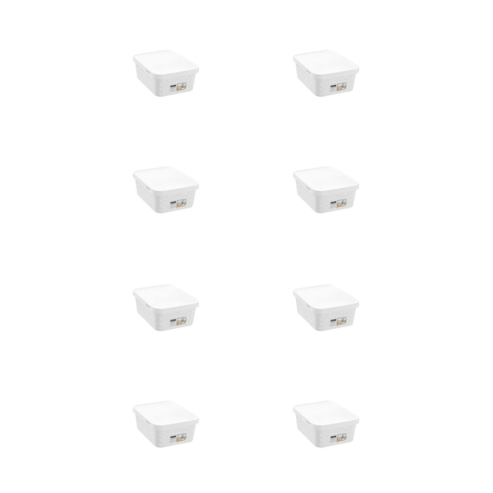 8PK Boxsweden Star Basket Lidded Versatile Organiser 10L 36x27x13.5cm White